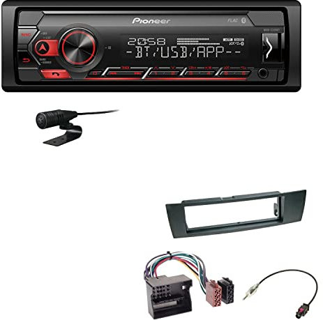 Pioneer MVH-S320BT 1-DIN Bluetooth Autoradio USB FLAC Spotify mit Einbauset passend für BMW 3er E90 E91 E92 E93 2005-2013 schwarz