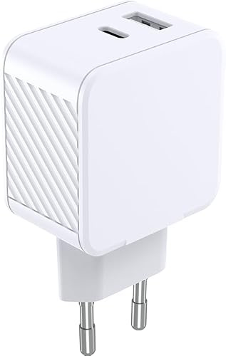 Bigben USB-Ladegerät, USB A+C, PD, 32 W (12 + 20 W), Weiß – 100 % recycelter Kunststoff