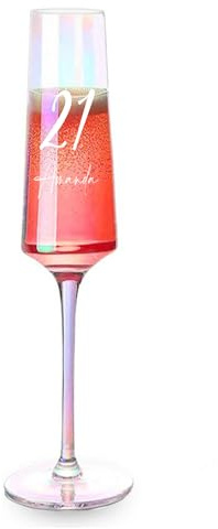 Personalised 21st Birthday Iridescent Champagne Prosecco Glass | Gift