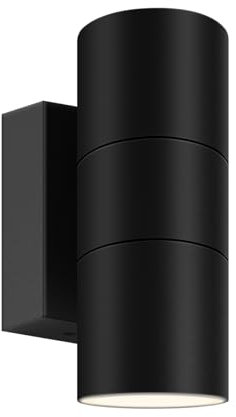 Kerry Outdoor Wall Lights, IP65 Waterproof Up Down Mains Powered Lighting, Outside Black Stainless Steel Wall Sconce with Push Connector, Exterior Wall Mount Lamp for Front Door Porch (Bulb Excl.)