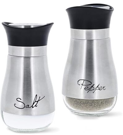 Pack of 2 Salt and Pepper Pots Salt and Pepper Shaker Salt and Pepper Set Salt Shaker Kitchen Accessories (Silver)
