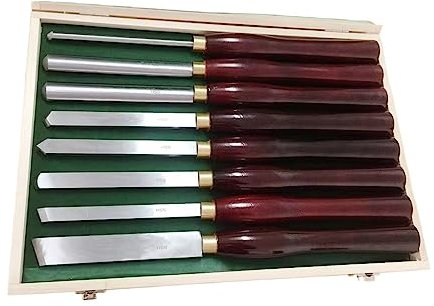 BomDog 8-Teiliges Holzdrehwerkzeug Für Drehmaschinen, Holzschnitzmeißel-Set, Hartmetall-Schaber Für Holz, Schnellstahl-Hohleisen-Set Mit Holzetui Zur Aufbewahrung/a/8Pc