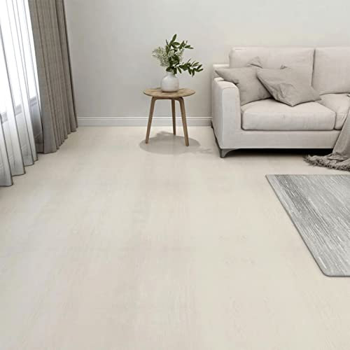 NITCA Listoni per Pavimenti Adesivi 20 pz in PVC 1,86 m²,Pavimento PVC Adesivo Effetto Legno,Listoni Finto Parquet Laminato,Piastrelle Autoadesivo Senza Ftalati, Beige Chiaro