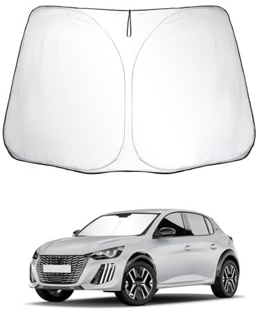SKTU Sonnenschutz Frontscheiben kompatibel mit Peugeot 208 / Opel Corsa F/Lancia Ypsilon Innen Faltbar Frontscheibenabdeckung mit UV Schutz
