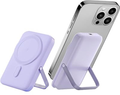 Gladgogo Magnetica Power Bank 10000mAh, Powerbank Batteria Ricaricabile con Soprassuolo, Pacchi Batterie Ricaricabili di Grande Capacità compatibile con iPhone 16/15/14/13/12,Viola