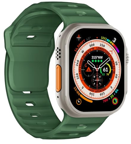 Pulsera deportiva compatible con Apple Watch Ultra 2, 49 mm, 46 mm, 45 mm, 44 mm, 42 mm, para hombre, silicona resistente al agua para Apple Watch 10 9 8 SE 7 6 5 4 3 Ultra, verde shamrock