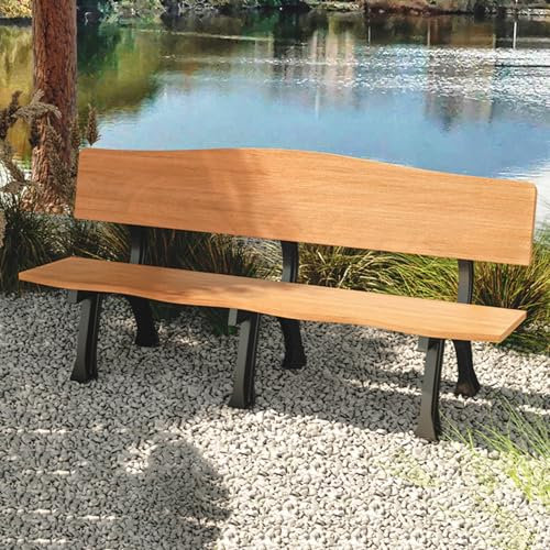 DJJYCTNM Banc Bois Exterieur, Banc de Jardin en Bois Massif for Deux Personnes avec Dossier, Grand Banc for Patio, Porche, Balcon au Bord de La Piscine(Color:Wood Color,Size:180cm/71in)