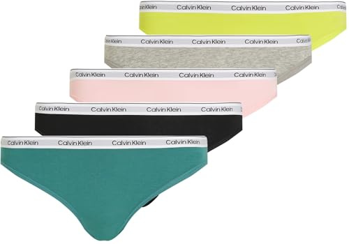 Calvin Klein Damen 5er Pack Slips Bikini Form Low Rise Unterwäsche, Mehrfarbig (Blk/Gryhtr/Bf Pk/Lvly Tl/Kwl Lm), S