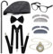 Amlisia Alter Mann Kostüm für Kinder, Kinder Alter Mann Kostüm Nerd Kostüm Set Gangster Opa Kostüm Set für Kinder für Karneval Fasching Mottoparty Cosplay