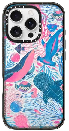 CASETiFY Impact iPhone 16 Pro Case [Slim / 8.2ft. 4X Military Grade Drop Protection/Wireless Charging Compatible] - Under The Sea - Clear Black
