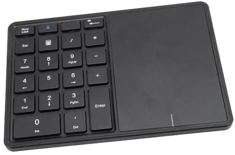 XUMIUZIY Numeric Keypad, 22 Keys Dual Modes Bluetooth4.2 Wire Less Number Pads with Touchpad, Slim External Numpad Keyboard for Laptop Desktop PC (Black)
