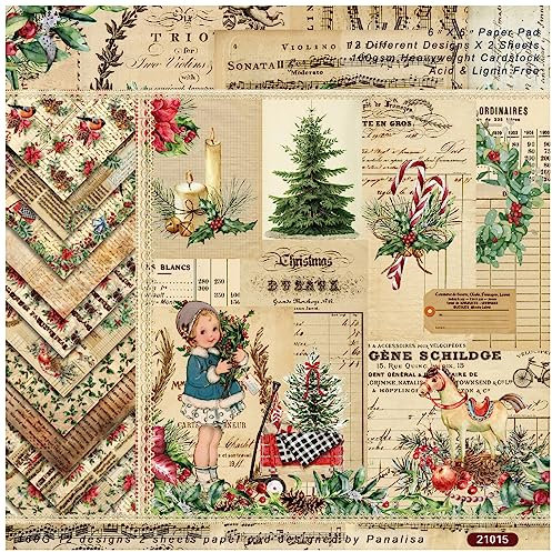 Gemustertes Bastelpapier,Scrapbooking Pads Papier, Weihnachts-Papierblock, 15,2 x 15,2 cm, 48 Blatt, Tannenzapfen, Weihnachtsdrucke, Karton, einseitiges Musterpapier, Urlaubs-Scrapbooking-Zubehör-Set,