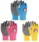 Riisoyu 3 Paar Kinder Gartenhandschuhe, 2-5 Jahre Arbeitshandschuhe Latex Schutzhandschuhe mit Handflächenbeschichtung Cartoon Rutschfeste Gartenzwerg Handschuhe für Gartenarbeit Arbeiten Spielen