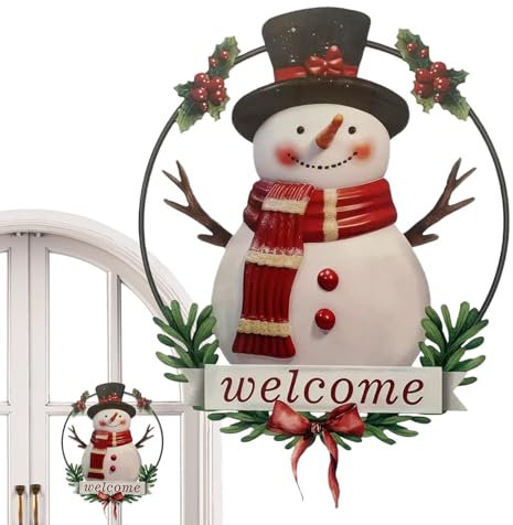 Weihnachtsschilder, Metall Haustür Willkommensschild, Türkranz für Winter Weihnachten, Metall Weihnachten Türkranz, Hängende Dekoration für Indoor Outdoor