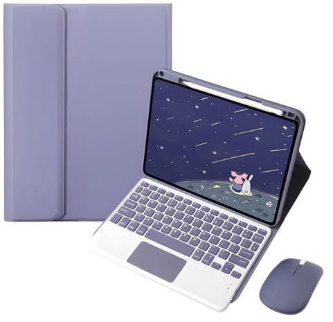 HLTOOP Tastatur Hülle für Redmi Pad Pro 12.1 2024 mit Stifthalter, Abnehmbarer Kabelloser Tastatur Mit Touchpad, Tablet-Maus,Lila