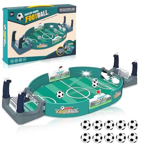 Interaktives Tischfussball Kinder, Tischkicker Spiele mit 10 Fußbälle, Fussball Geschenke Jungen, Tischfußballspiel für Kinder Erwachsene, Mini Kickertisch