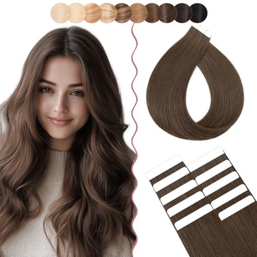 SEGO Tape Extensions Echthaar Kleber Band 10 Pcs/ 15 g Echthaarverlängerung Human Hair 45 cm # 02
