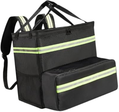 FytStycale Erweiterbarer Pizza-Rucksack, tragbarer Lebensmittel-Lieferrucksack mit Reflektorstreifen, Erweiterbar Grün