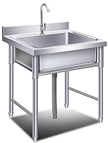 Fregadero de cocina de acero inoxidable Fregadero de cocina de estilo rústico, fregadero de exterior para lavar, fregadero de acero inoxidable independiente para preparación y uso comercial,