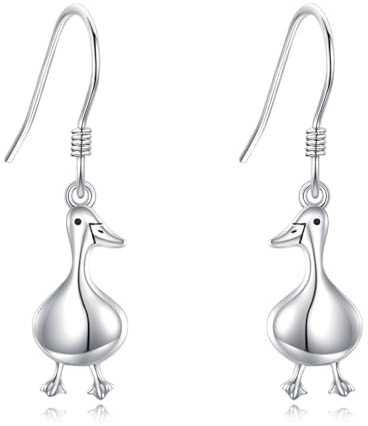 Ente Ohrringe S925 Sterling Silber niedlich Ente baumeln Tropfen Ohrringe Tierschmuck Geschenke für Frauen Enten Liebhaber