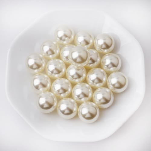 Yixuan Hochglanz Perlen, 20 Stück 25mm Kunstperlen ohne Loch, Künstliche Perlen ohne Bohrung für Vasenfüller, DIY Basteln, Tischdeko, Hochzeitsdekoration, Wohnaccessoires