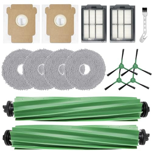 KiimSin Accessoires pour iRobot Roomba Plus 405 Combo Robot + / 505 Combo Robot + aspirateur robot Pièce de rechange, 2 brosse principale, 4 Chiffon, 2 sacs à poussière, 2 filtres, 4 brosses latérales