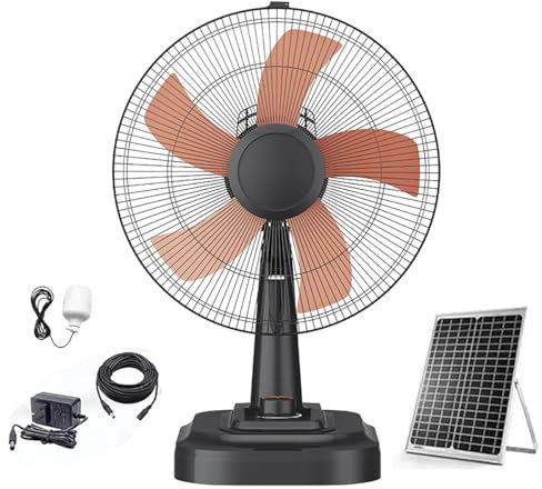 BDCPMT Ventilador solar portátil recargable de 16 pulgadas, oscilante, for interiores, oficinas, camping y picnics.