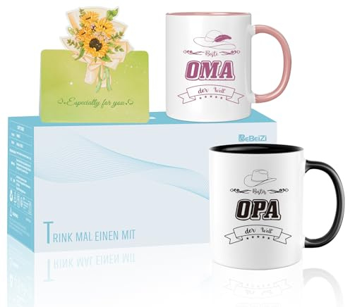 Tassen für Oma und Opa Geschenke，Beste Oma Opa der Welt Kaffeetasse，Weihnachtsgeschenke zum Geburtstag, Vatertag, Muttertag, Weihnachten Geschenk