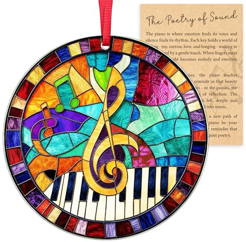 Music Ornaments for Christmas Tree, Music Gifts for Men, Women, Teacher, Musical Gifts for Musincians, Choir, Producer, Instruments, Piano, Guitar Lover, Singing Trinkets Themed Decor (Piano)