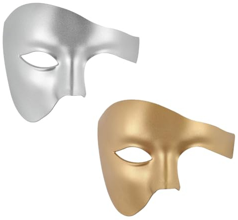 EduPlayte 2 Stück Maskerade Maske, Phantom der Oper Halbmaske, goldene, silberne Maske Vintage Phantom der Opermaske, Karneval Party Cosplay, Erwachsene Party