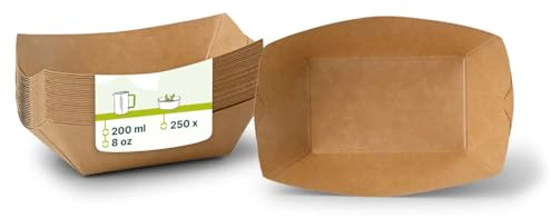 GREENBOX - Snackschalen aus Karton 200 ml, 13 x 10 x 3 cm, braun, 250 St.