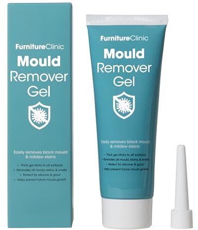 Furniture Clinic Household Mould Remover Gel, Remove Black Mould & Mildew, Stain Cleaner to Clean Washing Machine Rubber Seal, Shower, Bath, Sink & Bathroom Silicone, Window Seals, Tile & Grout - 120g
