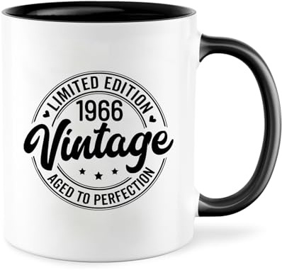 hamatata Cadeau 60 Ans Femme Homme Anniversaire, Vintage 1966 Tasse à Café Personnalise, 350ml Céramique Tasse, Idée Cadeau pour Ami Épouse Sœurs Amie Maman Collegue Belle Mere