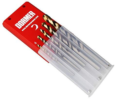 Dormer A08910 HSS High Speed Steel Jobber Drill Bit Set with 118 Degree Tin Tipped Split Point, Set of 5