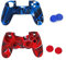 Aeromdale Etuis de Protection en Silicone + 2 Paires de Bouchons Capuchons de Joystick en Plastique pour Manette PS4 - Rouge Camo et Bleu Camo 2pcs Temps de Divertissement