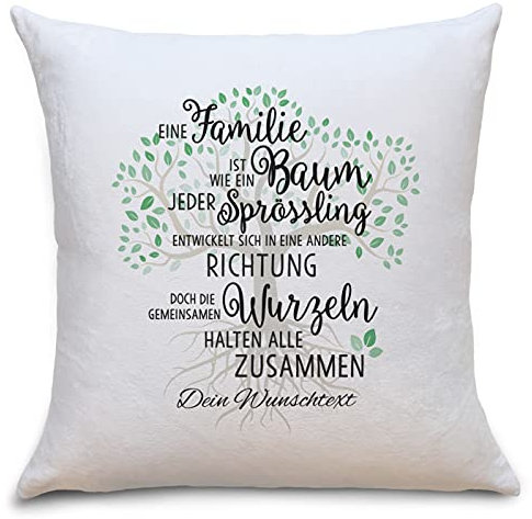 OWLBOOK Familie Baum Flauschige Kissenhülle mit Spruch Personalisiert mit Namen Geschenke Geschenkideen für Deine Eltern zum Geburtstag