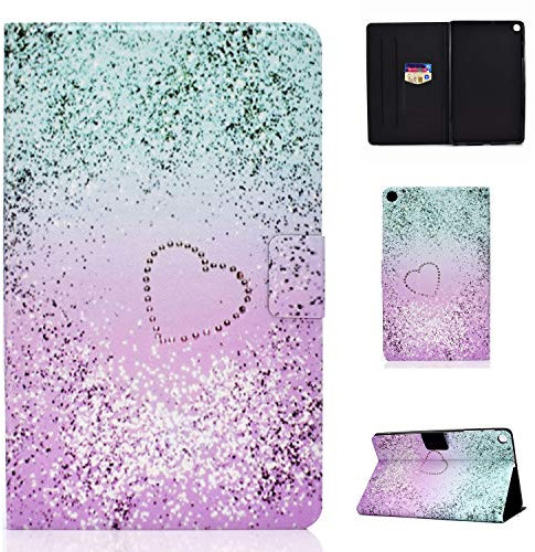CaseFun Custodia per Samsung Galaxy Tab S5e 10.5 SM-T720/T725 Magnetico Smart Case Cover in Pelle Multi-Angolo con Auto Svegliati/Sonno, Brillantini Amore