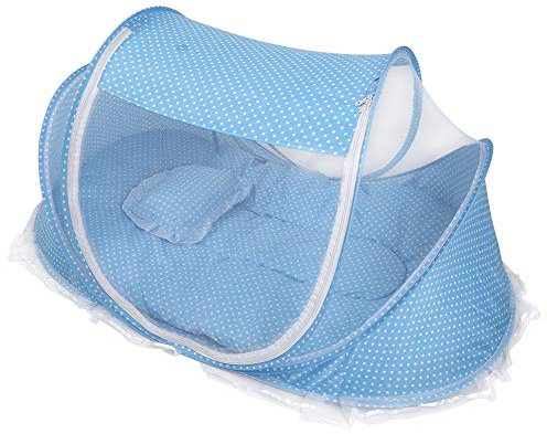 JULYKAI Baby Strandzelt, tragbares faltbares Moskitonetz Anti-Bug Krippenwiegezelt mit Matratzenkissen für Baby Kleinkind Tragbares Babyreisezelt(Blau)