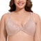 MELENECA Front Fastening Bras for Women Plus Size Underwire Unlined Lace Cup Cushion Strap Beige 34F