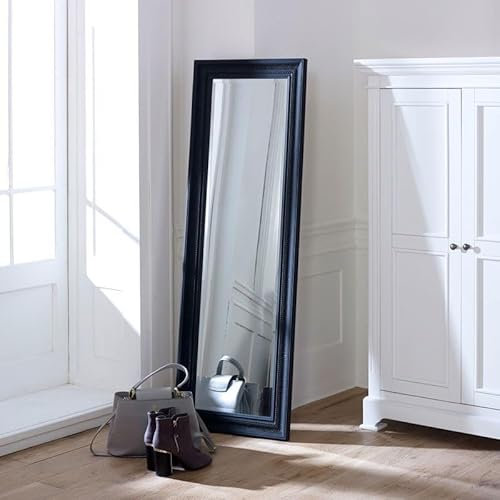 Melody Maison Tall Black Ornate Chic Mirror 142x47cm for Living Room, Bedroom, Hallway - French Antique - Wall Mountable, Leaning Mirror