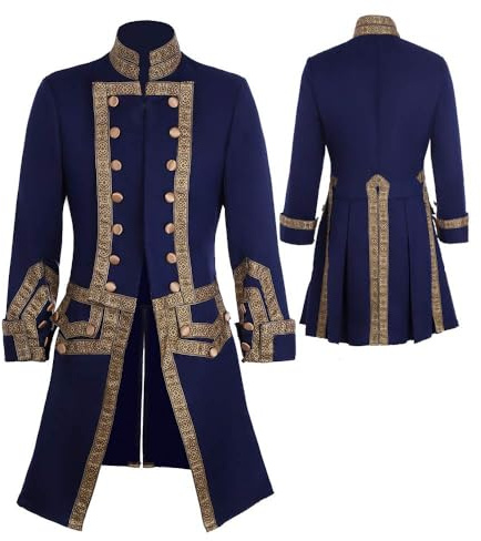 CosplayDiy Herren 18. Jahrhundert Kolonial Militär Uniform Frack Kostüm Mittelalter Viktorianisch Herren Regency Outfit