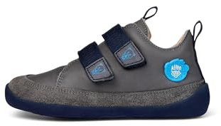 Affenzahn Barfußschuh Leder Kinderschuh für Jungen und Mädchen Bär - Grau