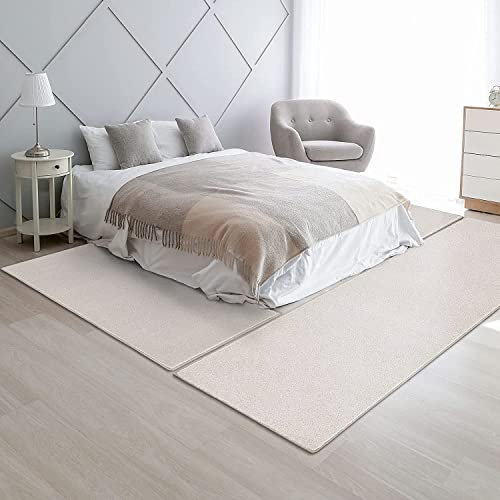 Floordirekt Velours-Bettumrandung Dynasty - Bettvorleger Teppichläufer - 3-teiliges Läufer-Set in 3 Größen (B: 67 cm | L: 1 x 330 cm + 2 x 130 cm, Creme)