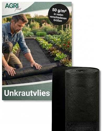 AGRIplus Unkrautvlies 50 g/m² I 0,8 x 100 m I Verschiedene Maße I UV-beständig & reißfest I Effektive Unkrautkontrolle, wasserdurchlässig & wärmespeichernd I Gartenfolie für Beete, Wege & Mulchflächen