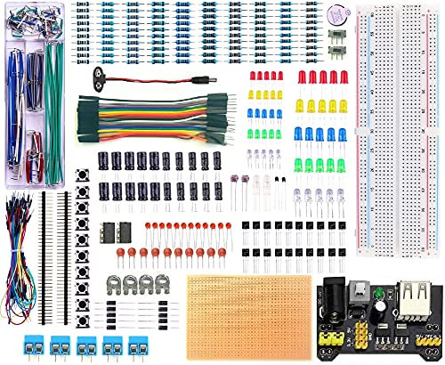 Rk Education Deluxe Electronics Component Breadboard Kit Compatible with Arduino UNO R3 MEGA 2560, BBC Micro:bit & Raspberry Pi with MB102 PSU (Kit D with MB102 PSU)