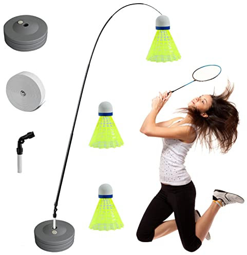 Jomewory Badminton Trainingsgerät, Badminton Einzelspieler Rückpralltrainer, Stretch Badminton Roboterschläger, Training, Sport, Übungsmaschine, Badminton Streicheln for Kids Adult