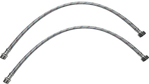 AERZETIX - C51091 - Lot de 2 Flexibles d'alimentation 600mm 1/2'' femelle - 3/8'' mâle - tuyau de raccordement flexible - raccords flexibles/sanitaire pour robinetterie/salle de bain/cuisine/cumulus