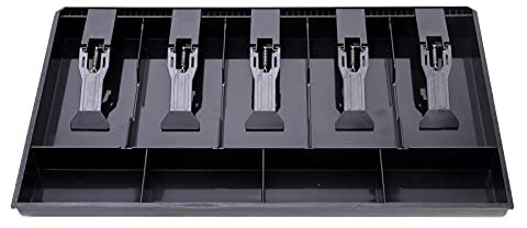 QOTSTEOS Geldkassette, Münzempfänger, Schubladen-Ablage, mit 5 Scheinfächern und 4 Münzschachteln, für Supermarkt (schwarz)