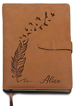 howson london 2026 Personalised A5 Leather Notebook, 220 Pages PU, Personalised Journal Diary for Women Men, Custom Gifts for Graduation Christmas Retirement Appreciation Birthday (Brown Design 1)