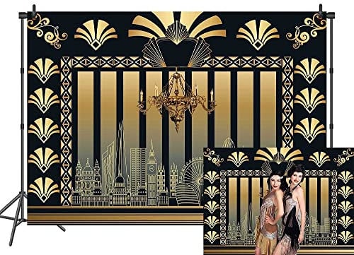 RUINI Roaring 20s Thematische Kulisse Art Decor 1920er Jahre the Great Gatsby Thematische Party Erwachsene Geburtstag Hochzeit Jahrestag Party Retro Dekoration Hintergrund (2,4 x 1,8 m)